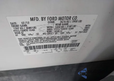 2013 Ford Explorer Limited из США, поврежденный, VIN 1FM5K7F94DGA98862